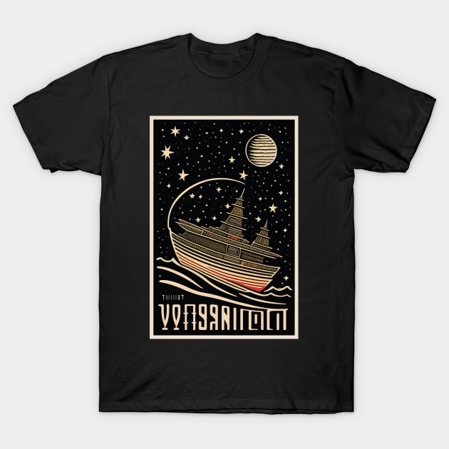 flying ship in outer space moonlight T-Shirt by Southwengker